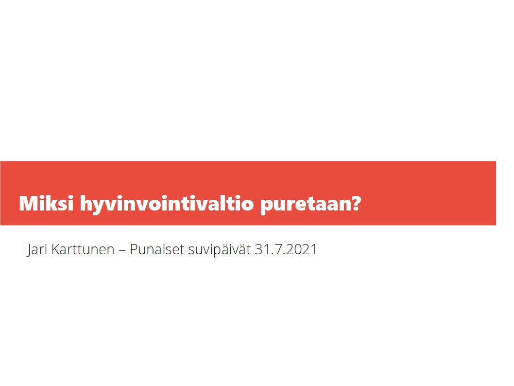 Jari Karttusen alustuksen diaesityksen kansisivu.