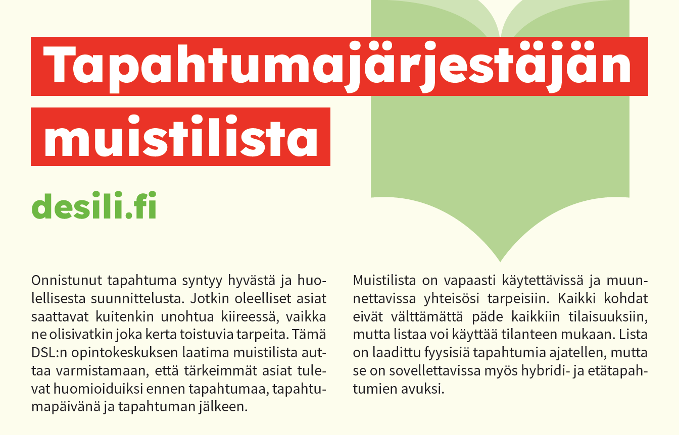 Tapahtumajärjestäjän muistilista